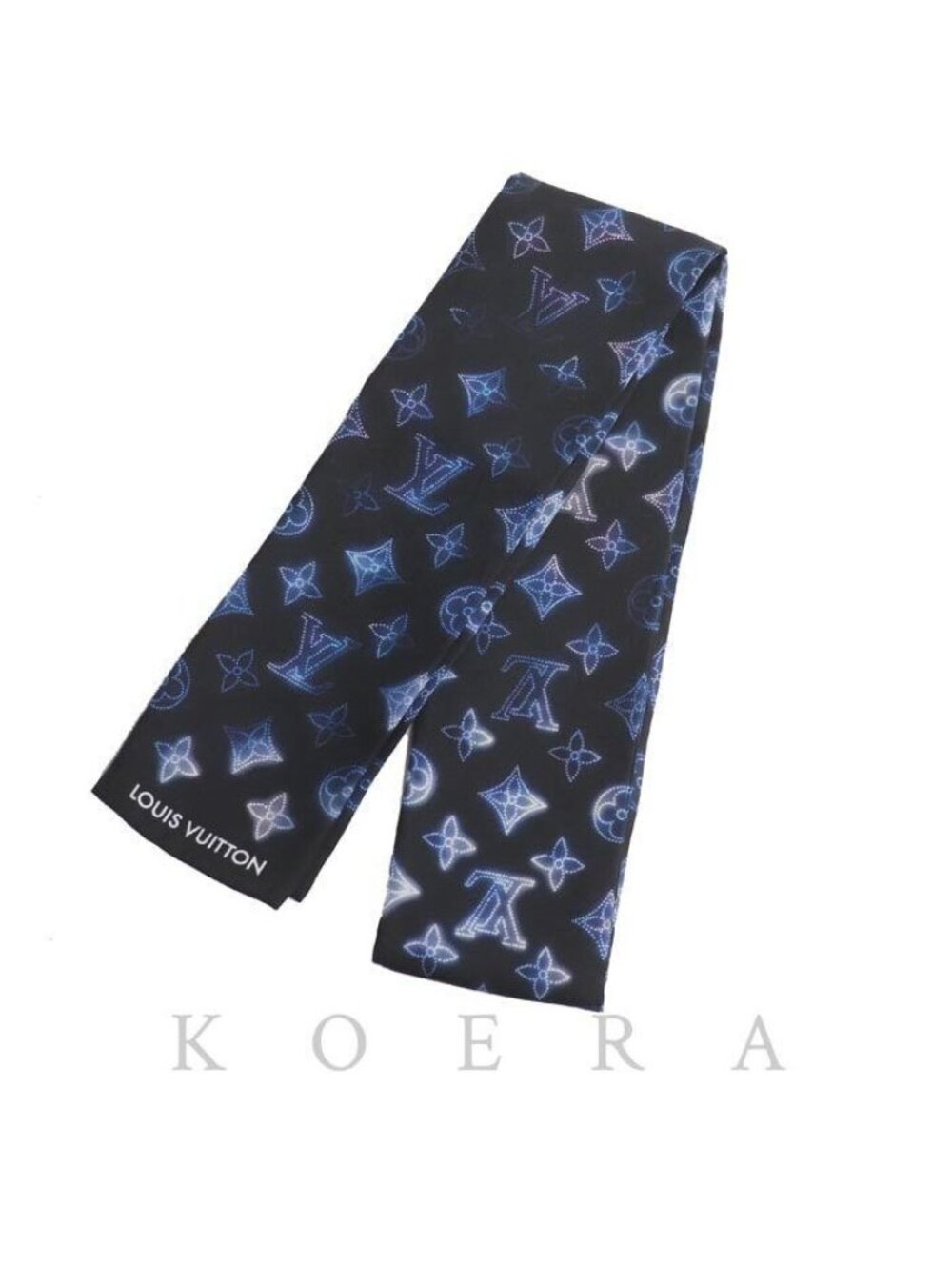 Louis Vuitton Bandeau Mahina Scarf Black Blue